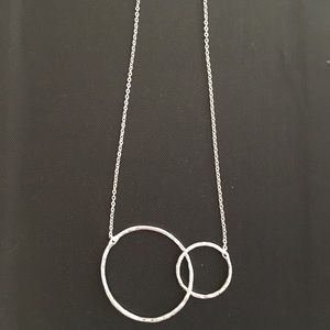 Silver entwined side by side hoop necklace